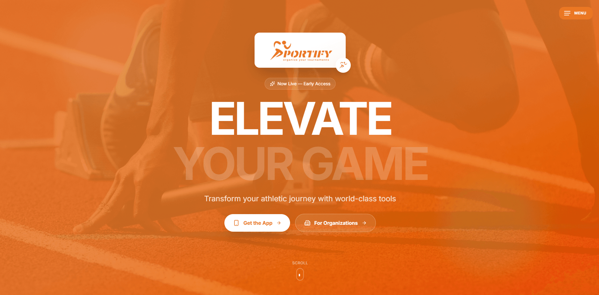 SportifyGo screens: a tournament bracket, a venue booking calendar and an athlete profile